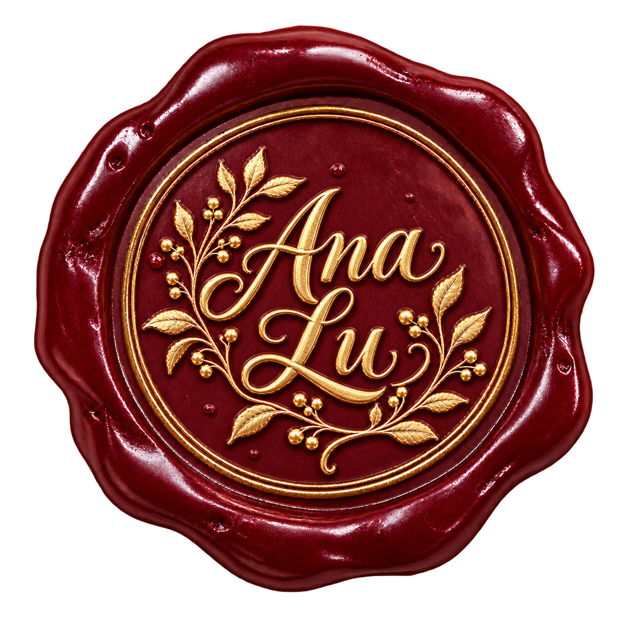Sello de cera con el nombre Ana Lu